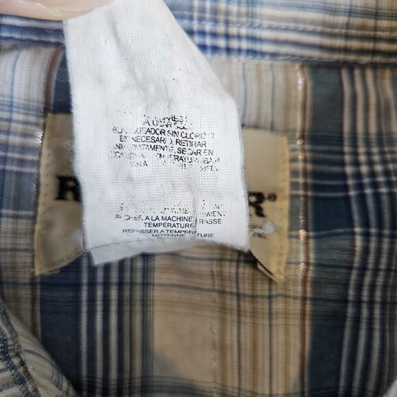 Rustler by Wrangler Mens Pearl Snap Plaid Cotton Western Cowboy Metallic Blue S - Picture 11 of 15